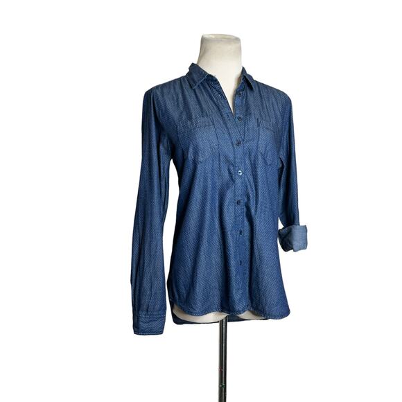Liz Claiborne blue polka dots buttoned long sleeves shirt size PS - Picture 9 of 10